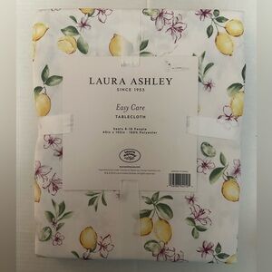 Laura Ashley Lemon Floral Tablecloth 60x102 Easy Care Polyester Seats 8–10